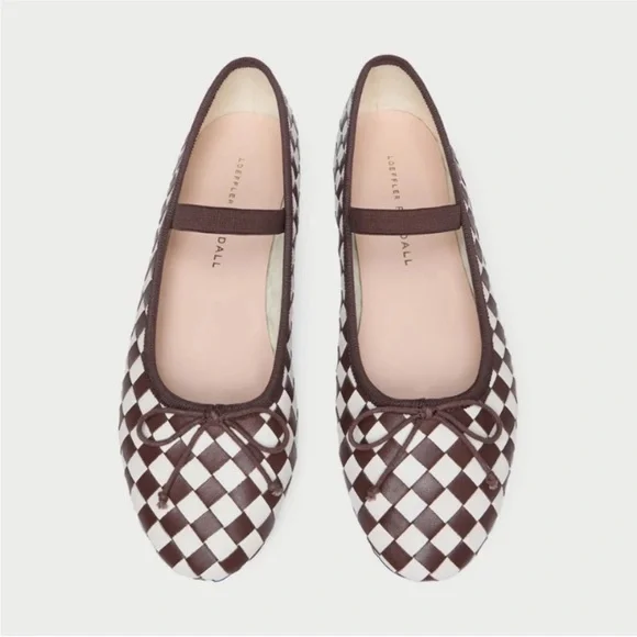 Loeffler Randall Leonie Chocolate/Cream Woven Ballet Flat - Picture 2 of 11
